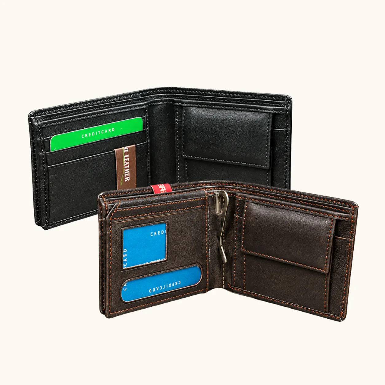 Genuine Leather Money Clip Wallet with Slide-Out Card Case - view 4